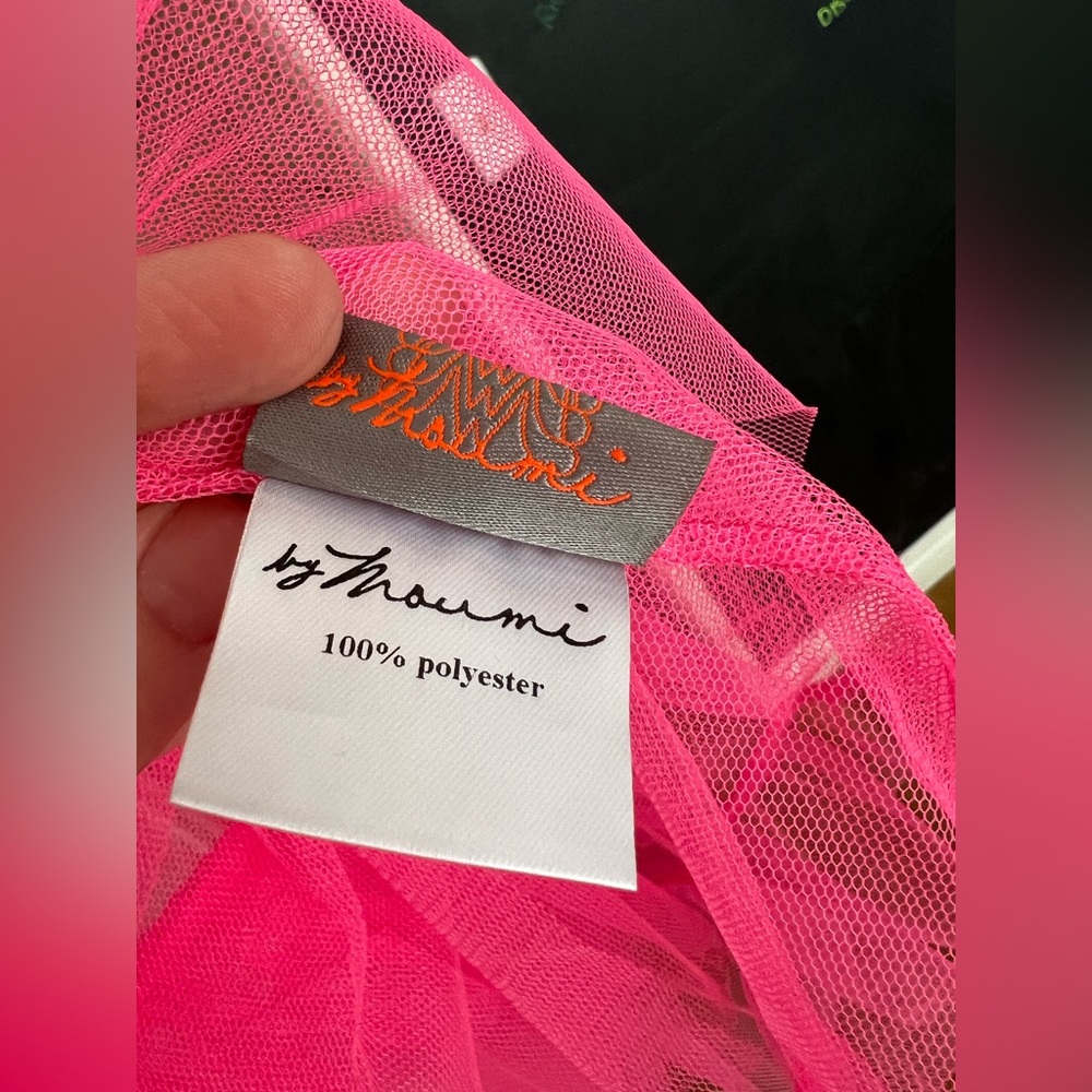 By Noumi Neon Pink Tulle Ruffle Dress Cover Up - Picture 4 of 4